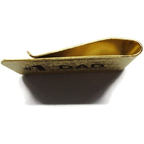 #1 Dad Gold Tone Money Clip Stainless Steel Wallet Credit Card Cash ID Holder - Picture 3 of 6